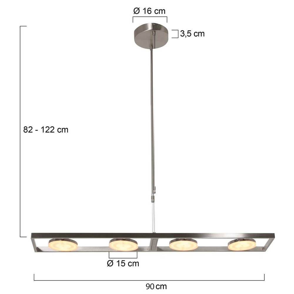 Steinhauer Hanglamp Soleil 4 lichts 2e kans- L 90 cm mat chroom
