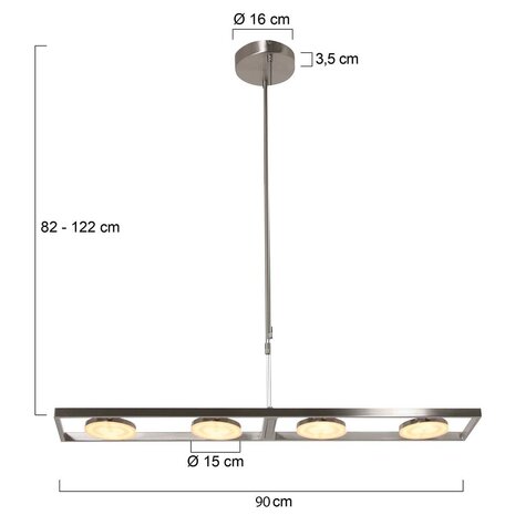 Steinhauer Hanglamp Soleil 4 lichts 2e kans- L 90 cm mat chroom
