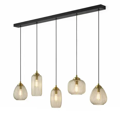 Ylumen Hanglamp Stripe 5 lichts L 120 cm zwart