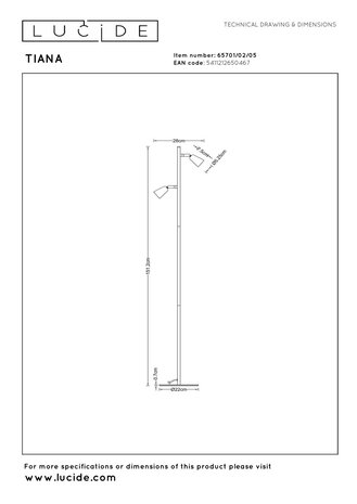 Lucide TIANA - Vloerlamp - 2xGU10 (MR16) - Champagne kleur - Essential Lucide TIANA - Vloerlamp - 2xGU10 (MR16) - Champagne kleur - Essential