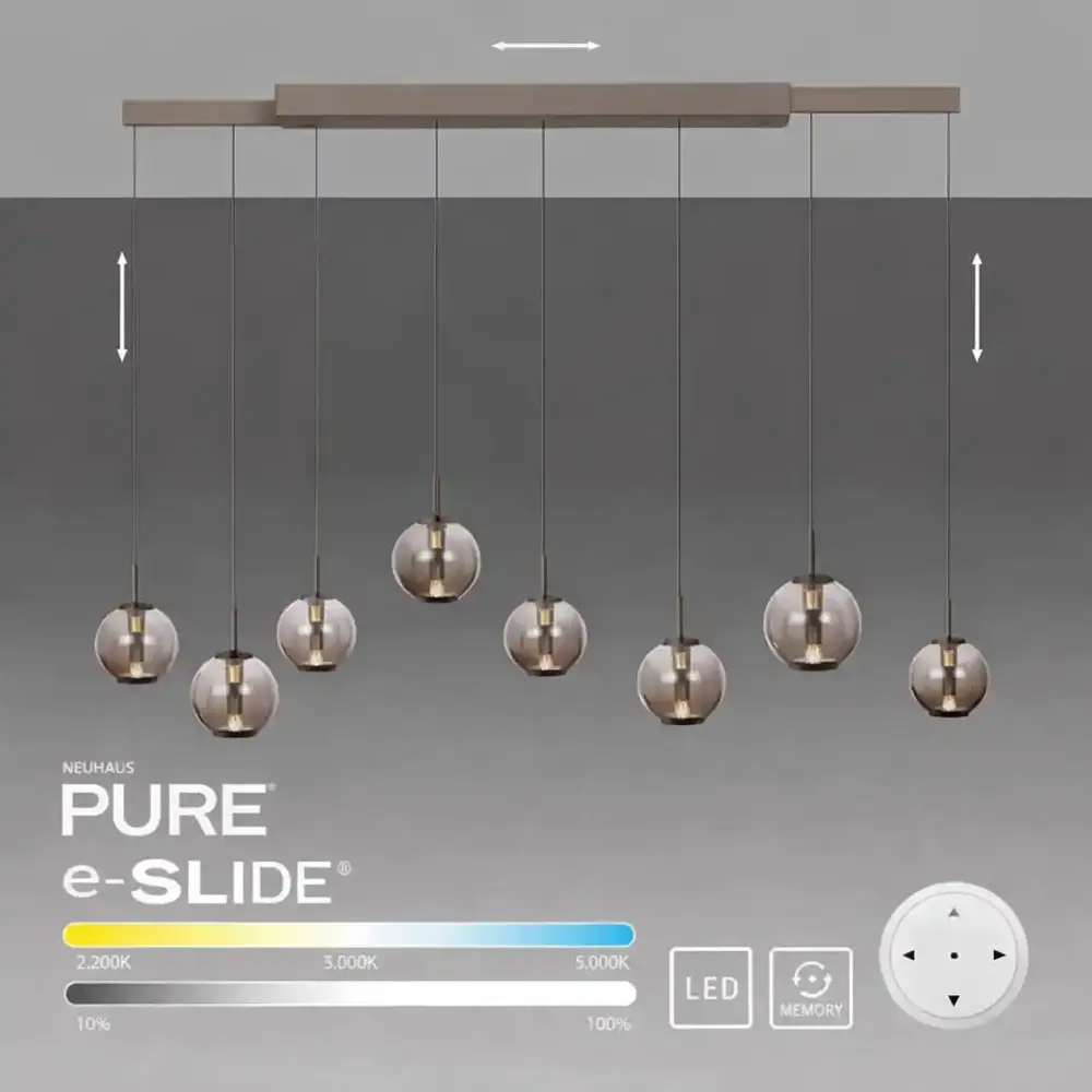 Neuhaus PURE Hanglamp E-Infinity 10 lichts L 100-198 cm champagne