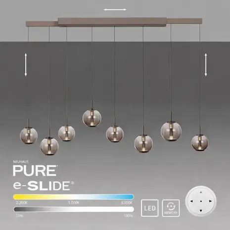 Neuhaus PURE Hanglamp E-Infinity 10 lichts L 100-198 cm champagne