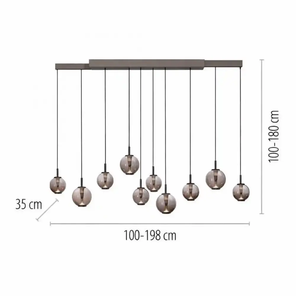 Neuhaus PURE Hanglamp E-Infinity 10 lichts L 100-198 cm champagne