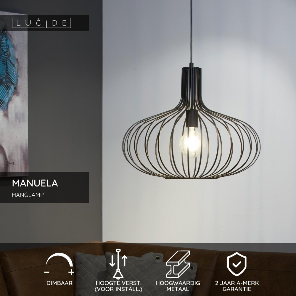 Lucide MANUELA - Hanglamp - Ø 50 cm - 1xE27 - Zwart