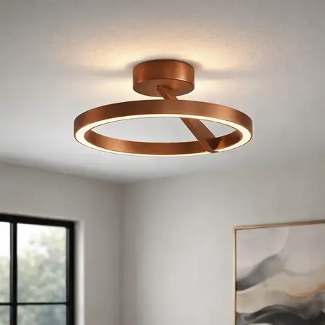 Artdelight Plafondlamp Oregon up down Ø 33 cm koper brons