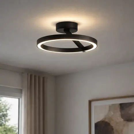 Artdelight Plafondlamp Oregon up down Ø 33 cm zwart