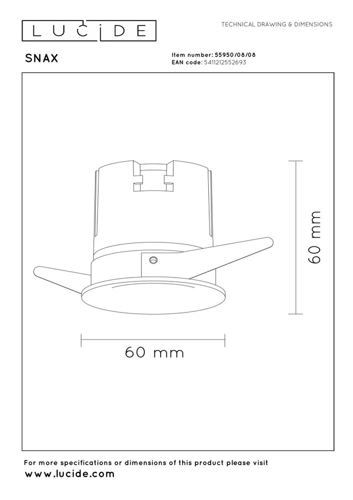 Lucide SNAX - Inbouwspot - Ø 6 cm - LED Dimb. - CCT - 1x8W 2700K/4000K - Mat zwart chroom | Premium Lucide SNAX - Inbouwspot - Ø 6 cm - LED Dimb. - CCT - 1x8W 2700K/4000K - Mat zwart chroom | Premium