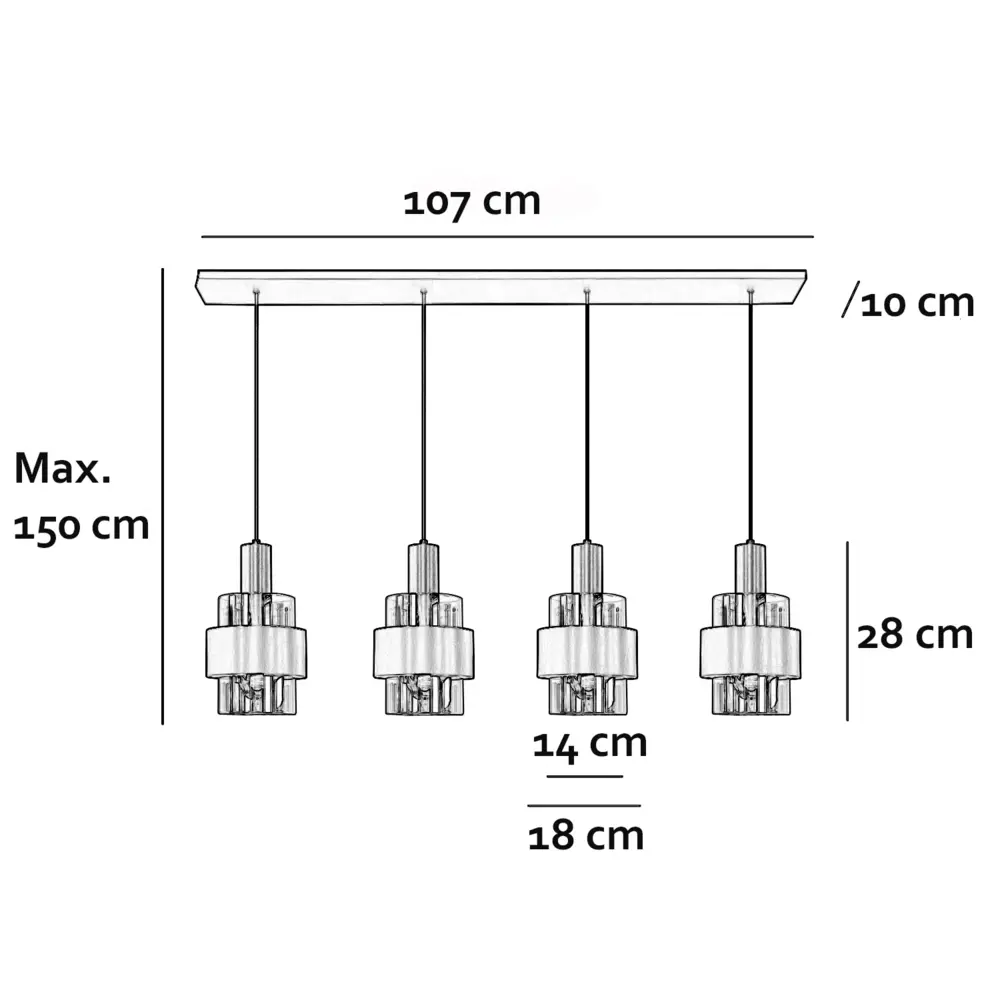 Highlight Hanglamp Marrone 4 lichts -2e kans- L 110 cm brons