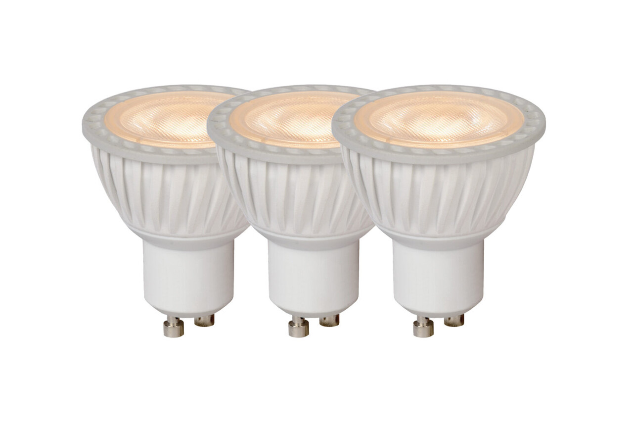 Lucide MR16 - Led lamp - Ø 5 cm - LED Dimb. - GU10 (MR16) - 3x5W 3000K - Wit - Set van 3 Lucide MR16 - Led lamp - Ø 5 cm - LED Dimb. - GU10 (MR16) - 3x5W 3000K - Wit - Set van 3