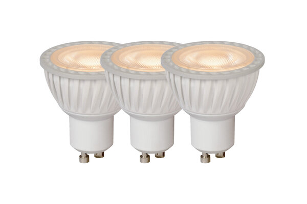Lucide MR16 - Led lamp - Ø 5 cm - LED Dimb. - GU10 (MR16) - 3x5W 3000K - Wit - Set van 3 Lucide MR16 - Led lamp - Ø 5 cm - LED Dimb. - GU10 (MR16) - 3x5W 3000K - Wit - Set van 3