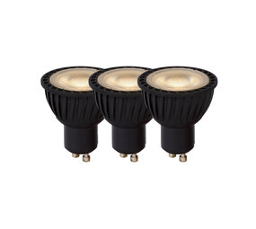 Lucide MR16 - Led lamp - Ø 5 cm - LED Dimb. - GU10 (MR16) - 3x5W 3000K - Zwart - Set van 3 Lucide MR16 - Led lamp - Ø 5 cm - LED Dimb. - GU10 (MR16) - 3x5W 3000K - Zwart - Set van 3