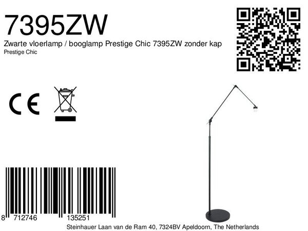 Steinhauer Vloerlamp prestige chic 7395zw zwart