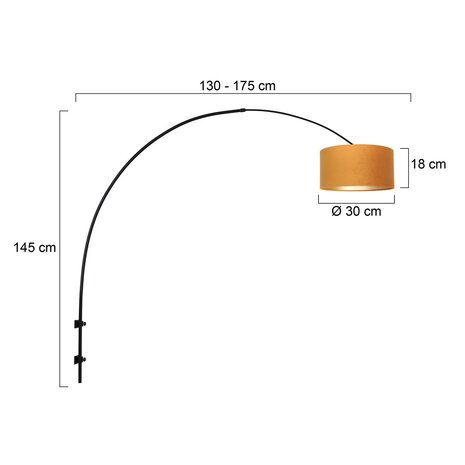 Steinhauer Wandlamp Sparkled light 8141zw zwart kap goud velours