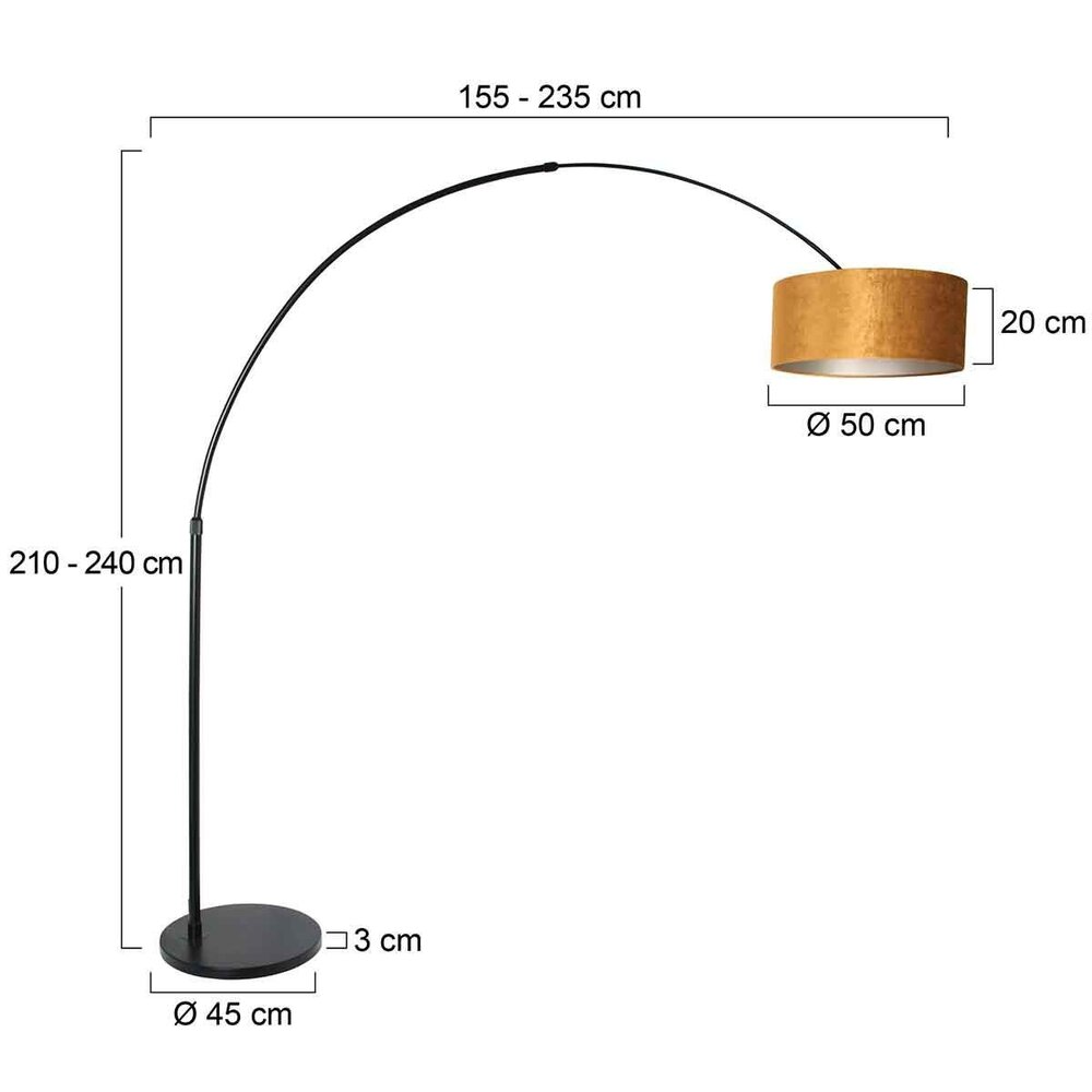 Steinhauer Vloerlamp Sparkled light 8129 zwart kap gouden velours
