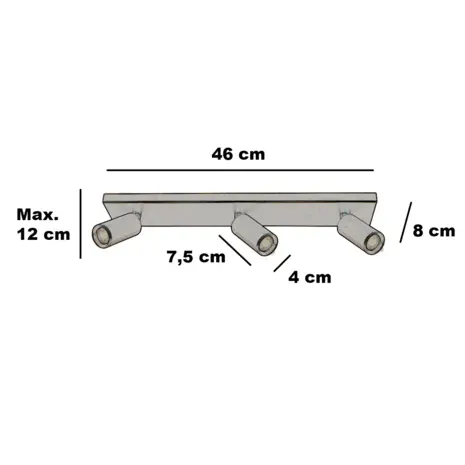 Freelight Spot Scolo 3 lichts L 46 cm beige