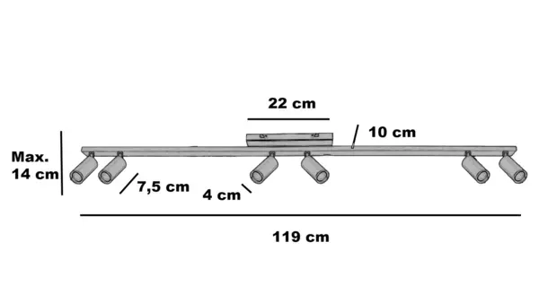 Freelight Spot Scolo 6 lichts L 119 cm brons goud