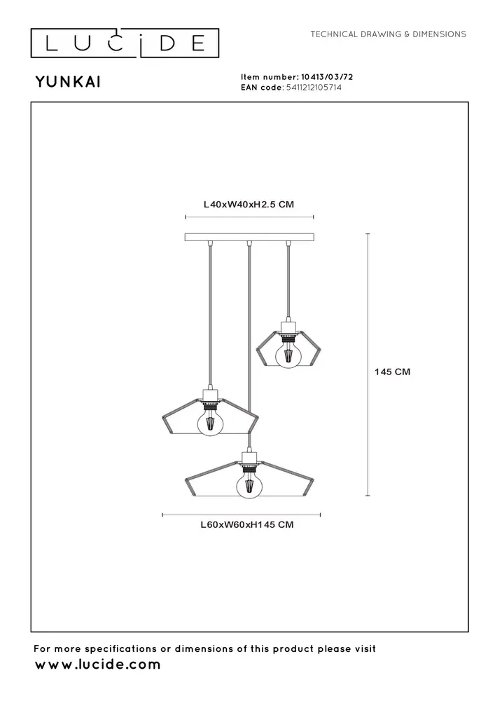 Lucide YUNKAI - Hanglamp - Ø 60 cm - 3xE27 - Naturel Lucide YUNKAI - Hanglamp - Ø 60 cm - 3xE27 - Naturel