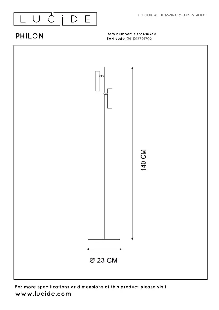 Lucide PHILON - Leeslamp - Ø 23 cm - LED Dimb. - 2x4,5W 3000K - Zwart Lucide PHILON - Leeslamp - Ø 23 cm - LED Dimb. - 2x4,5W 3000K - Zwart