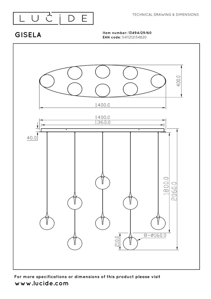 Lucide GISELA - Hanglamp - LED Dimb. - 8x3,9W 2700K - Transparant | Premium