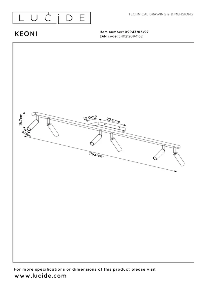 Lucide KEONI - Plafondspot - 6xG9 - Koffie | Essential