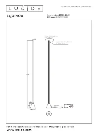 Lucide EQUINOX - Vloerlamp - LED Dimb. - CCT - 1x26W 2700K/4000K - Handbewegingssensor - Grijs ijzer | Vibes