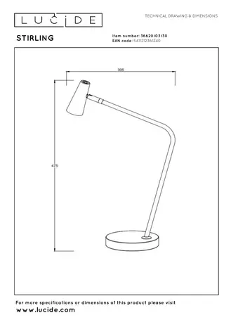 Lucide STIRLING - Oplaadbare Bureaulamp - Accu/Batterij - LED 3 StepDim - 1x3W 2700K - Zwart
