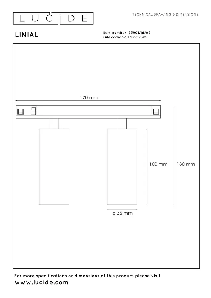 Lucide Premium LINIAL BIXX Railspot - 1-fase Railsysteem / Smart Railverlichting - Smart - 48V - 2xLED - Champagne