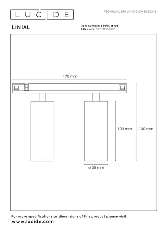 Lucide Premium LINIAL BIXX Railspot - 1-fase Railsysteem / Smart Railverlichting - Smart - 48V - 2xLED - Champagne