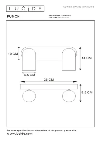 Lucide PUNCH - Plafondspot - 2xGU10 - Wit