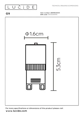 Lucide G9 - Led lamp - Ø 1,6 cm - LED Dimb. - G9 - 1x3,5W 2700K - Wit