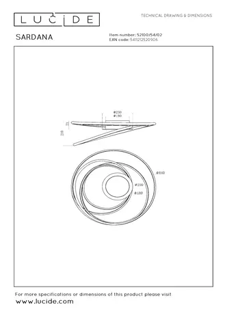 Lucide SARDANA - Plafonnière - LED Dimb. - 1x54W 2700K - Mat Goud / Messing | Premium