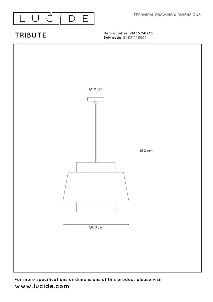 Lucide TRIBUTE - Hanglamp - Ø 60 cm - 1xE27 - Beige