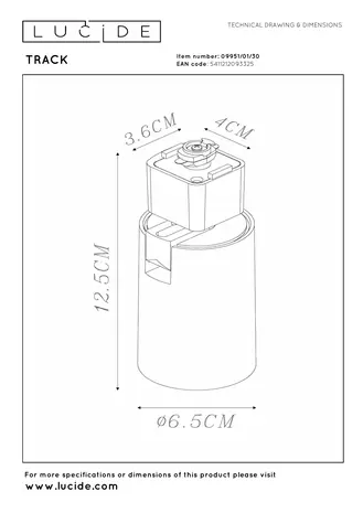 Lucide TRACK NIGEL Railspot - 1-fase Railsysteem / Railverlichting - 1xGU10 - Zwart (Uitbreiding)
