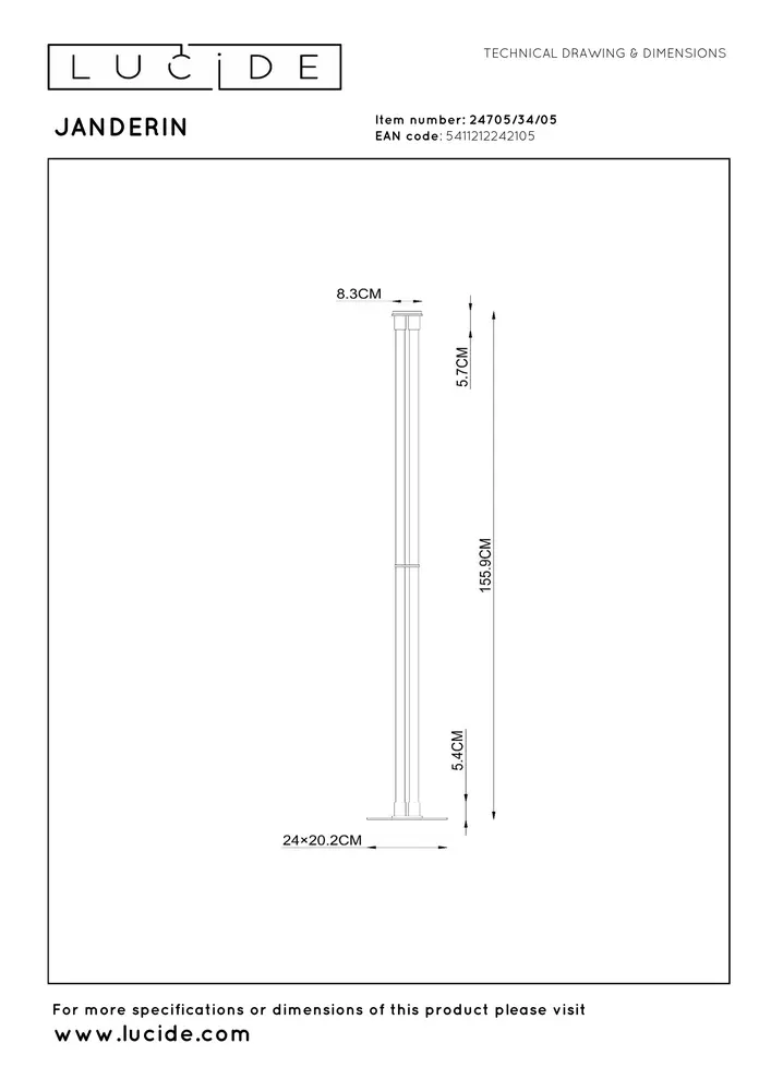 Lucide JANDERIN - Vloerlamp - LED Dimb. - CCT - 2x17W 2200K/3300K - Handbewegingssensor - Champagne kleur | Vibes