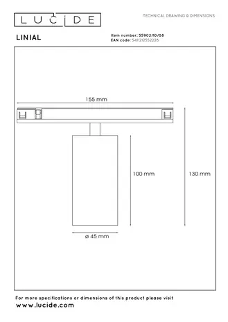 Lucide Premium LINIAL MOX Railspot - 1-fase Railsysteem / Smart Railverlichting - Smart - 48V Track - 1xLED - Mat Zwart Chroom