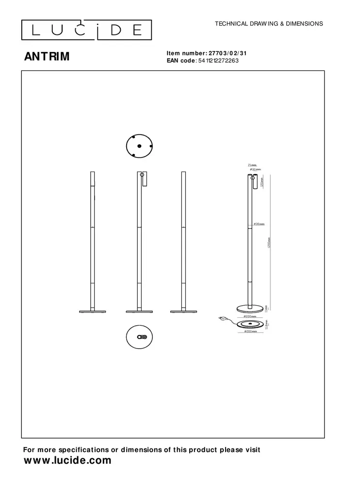 Lucide ANTRIM - Oplaadbare Leeslamp Binnen/Buiten - Accu/Batterij - LED Dimb. - 1x2,2W 2700K - IP54 - Met draadloos oplaadstation - Wit