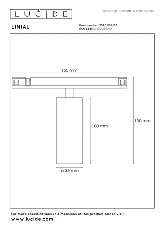 Lucide Premium LINIAL BIX Railspot - 1-fase Railsysteem / Smart Railverlichting - Smart - 48V Track - 1xLED - Mat Zwart Chroom