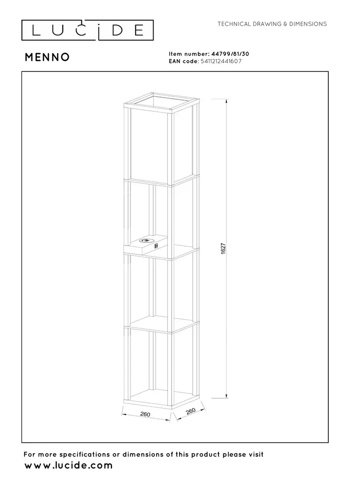 Lucide MENNO - Vloerlamp - 1xE27 - Met draadloze oplader - Zwart Lucide MENNO - Vloerlamp - 1xE27 - Met draadloze oplader - Zwart