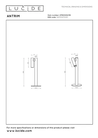 Lucide ANTRIM - Oplaadbare Bureaulamp Binnen/Buiten - Accu/Batterij - LED Dimb. - 1x2,2W 2700K - IP54 - Met draadloos oplaadstation - Zwart