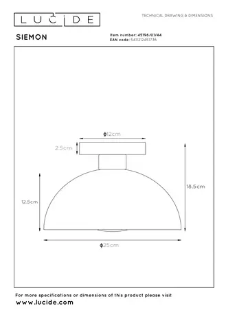 Lucide SIEMON - Plafonnière - Ø 25 cm - 1xE27 - Okergeel Lucide SIEMON - Plafonnière - Ø 25 cm - 1xE27 - Okergeel
