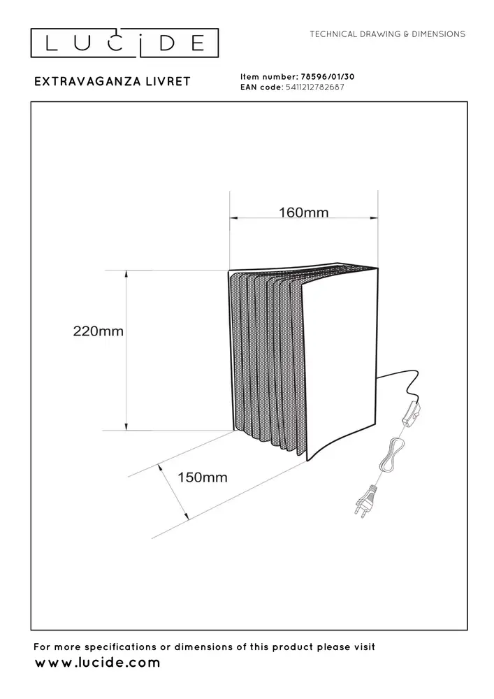 Lucide EXTRAVAGANZA LIVRET - Tafellamp - 1xE14 - Zwart