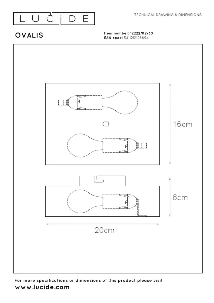 Lucide OVALIS - Wandlamp - 2xE14 - Zwart