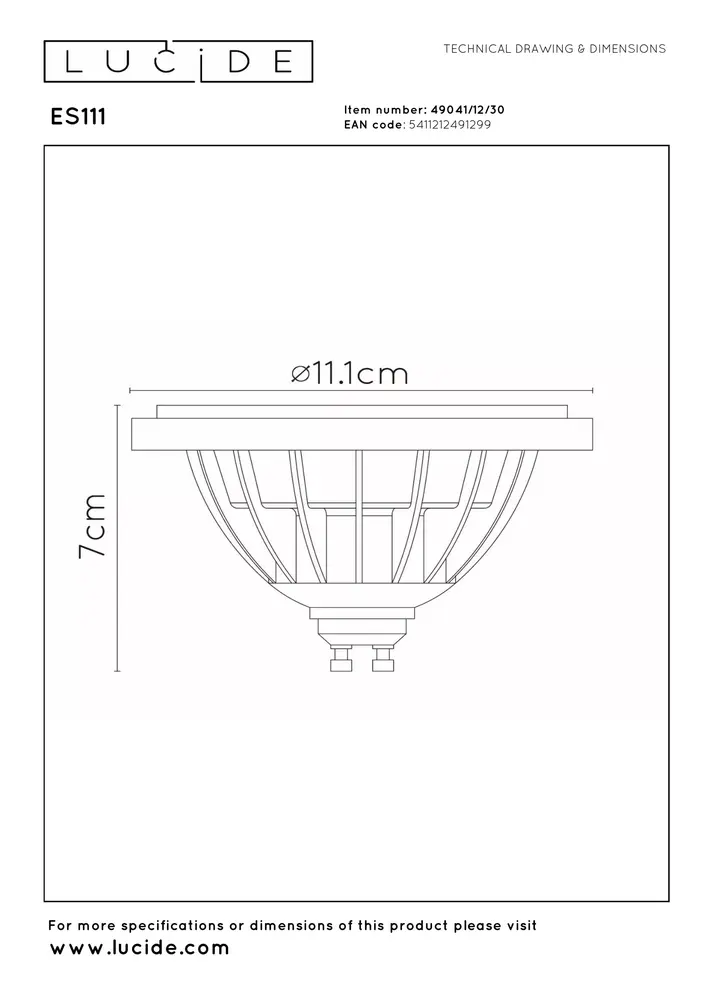 Lucide ES111 - Led lamp - Ø 11 cm - LED Dim to warm - GU10 (MR16) - 1x12W 2200K/3000K - Zwart
