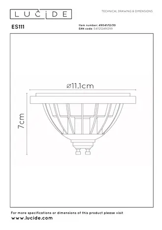 Lucide ES111 - Led lamp - Ø 11 cm - LED Dim to warm - GU10 (MR16) - 1x12W 2200K/3000K - Zwart