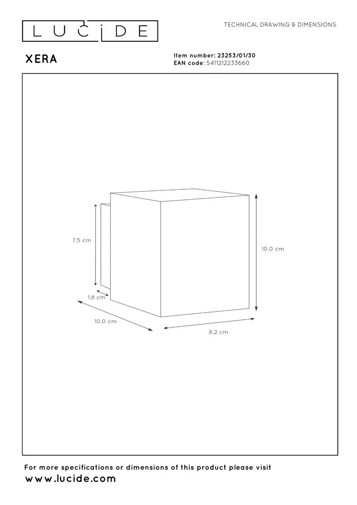 Lucide XERA - Wandlamp - 1xG9 - Zwart