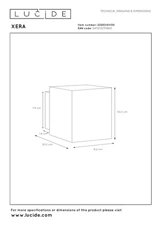 Lucide XERA - Wandlamp - 1xG9 - Zwart