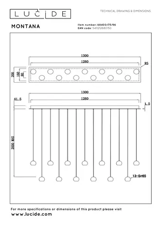 Lucide MONTANA - Hanglamp - LED Dimb. - CCT - 13x5,7W 2700K/4000K - Geschikt voor vide en hoge plafonds - Koffie | Premium