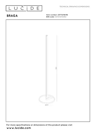 Lucide BRAGA - Vloerlamp - Ø 30 cm - LED Dimb. - CCT - 1x22W 2700K/4000K - Koffie | Premium