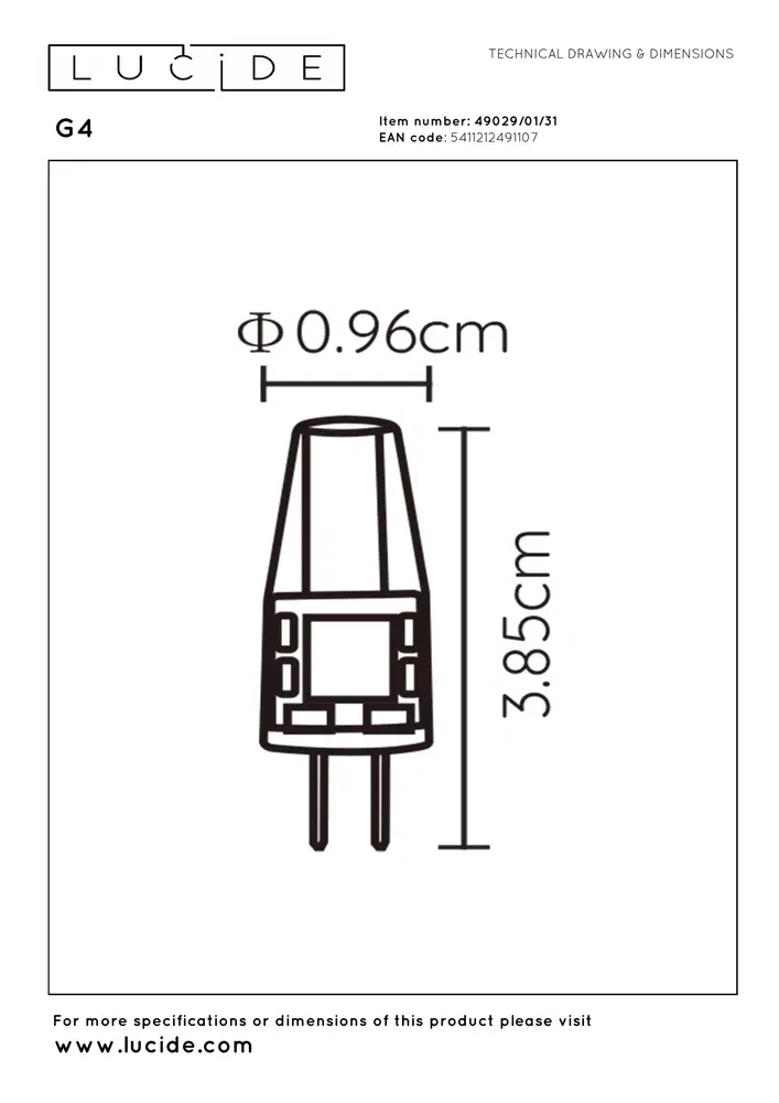 Lucide G4 - Led lamp - Ø 0,9 cm - LED - G4 - 1x1,5W 2700K - Transparant
