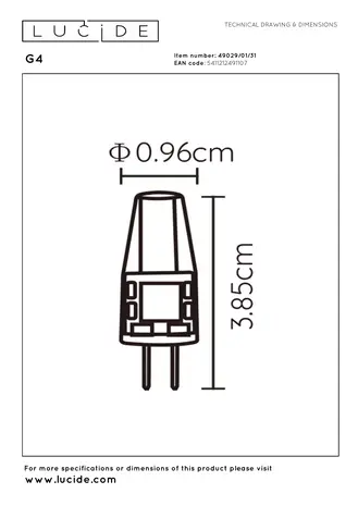 Lucide G4 - Led lamp - Ø 0,9 cm - LED - G4 - 1x1,5W 2700K - Transparant